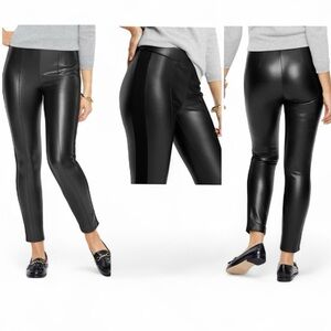 Talbots Portland Black Faux Leather Ankle Pants Size 6P